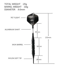 Professional Exquisite 20 Gram Soft Tip Darts Carrying Hard Suitcase | 3 Black Coated Iron Barrels | 3 Aluminum Shaft, Each Recreation Room, Bar and Game Room Level (Green)