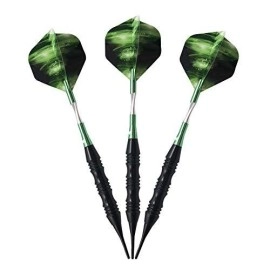 Professional Exquisite 20 Gram Soft Tip Darts Carrying Hard Suitcase | 3 Black Coated Iron Barrels | 3 Aluminum Shaft, Each Recreation Room, Bar and Game Room Level (Green)