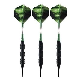 Professional Exquisite 20 Gram Soft Tip Darts Carrying Hard Suitcase | 3 Black Coated Iron Barrels | 3 Aluminum Shaft, Each Recreation Room, Bar and Game Room Level (Green)