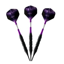 Professional Exquisite 20 Gram Soft Tip Darts Carrying Hard Suitcase | 3 Black Coated Iron Barrels | 3 Aluminum Shaft, Each Recreation Room, Bar and Game Room Level (Purple)