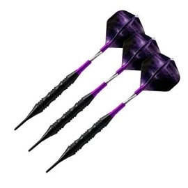 Professional Exquisite 20 Gram Soft Tip Darts Carrying Hard Suitcase | 3 Black Coated Iron Barrels | 3 Aluminum Shaft, Each Recreation Room, Bar and Game Room Level (Purple+3 Extra Black Flights)