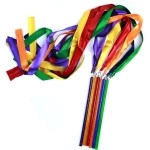 GSi Multicolor Sparkling Gymnastic Ribbon Wands [6 Pack] with 9 inch Stick and 1 Meter Ribbon for Gym, Training, Circus, Dance, Baton Twirling, Dancing Streamers (Pack of 6)