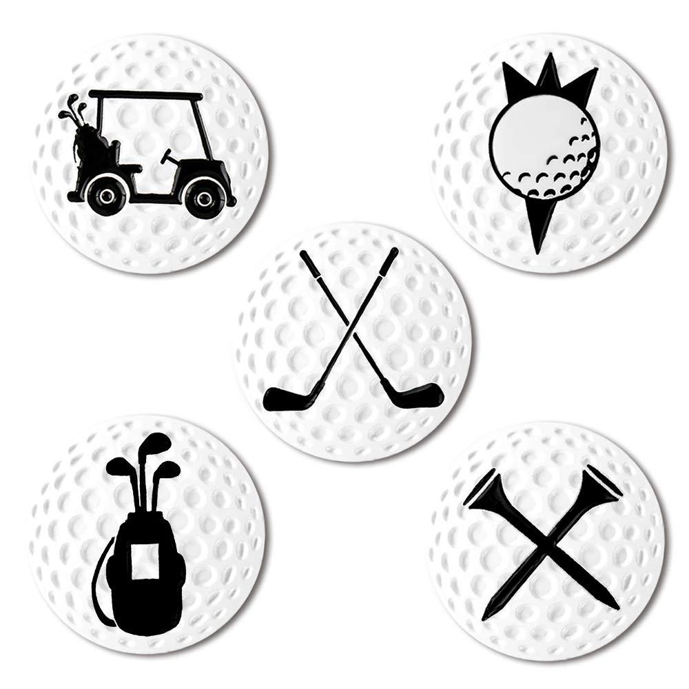 Myartte Creative Golf Ball Marker Soft Enamel Golf Markers 24.4MM Assorted 5 Pcs (Golf Club)