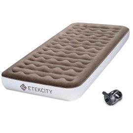 Etekcity Air Mattress Upgraded Twin Size Camping Air Bed Blow Up Bed Inflatable Mattress Raised Airbed with Rechargeable Pump for Guest, Camping, Hiking, Height 9