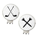 Myartte Golf Ball Marker Hat Clip Poker Chip 0.96 Inch Ball Markers Golf Gift for Men Women Golfer Assorted Pattern Stainless Iron 2 Hat Clip with 2 Golf Marker (Total 4 PCS)
