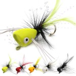 Fly Fishing Poppers Lures for Bass Panfish Flies Topwater Popper for Crappie Bluegill Kit (Bass Popper Oversize kit 10 pcs)