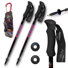 Fizan Compact 3 Trekking Poles - 5.6 oz Ultralight, Backpacking, Thru Hiking Poles, Adjustable, Collapsible, Customized Fit, EVA Grips, Aluminum Walking Sticks (Compact 3 / EVA/Pink)
