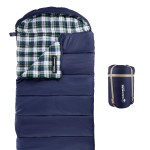 Sleeping Bag - 32F Rated XL 3 Season Envelope Style with Hood for Outdoor Camping, Backpacking and Hiking with Carry Bag by Wakeman Outdoors (Navy)