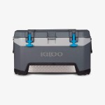 Igloo BMX 72 Quart Cooler with Cool Riser Technology, Fish Ruler, and Tie-Down Points - 18.70 Pounds - Carbonite Gray and Blue