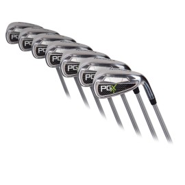 PGX Single Length Iron Set, 5-PW + AW (7 Clubs), Silver and Black