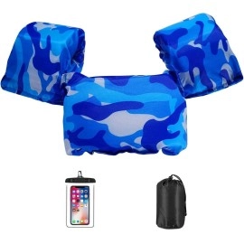 AmazeFan Kids Swim Life Jacket Vest for Swimming Pool, Swim Aid Floats with Waterproof Phone Pouch and Storage Bag,Suitable for 30-50 lbs Infant/Baby/Toddler,Children/Sea/Beach