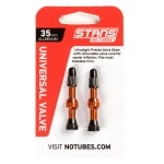 Stan's NoTubes Universal Tubeless Presta Valve Stem Pair, Aluminum Stems, 35 mm, Orange