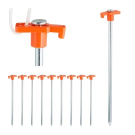 Relaxdays Set of 10 Heavy Duty Tent Pegs, Hard Ground Anchors, 25 cm, Steel Ground Stakes, Camping Accessory, Galvanized Steel, Orange