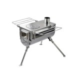 Winnerwell Woodlander Double-View Medium Tent Stove Portable wood Burning Tent Stove for Tents, Shelters, and Camping 800 Cubic Inch Firebox Stainless Steel Construction Includes Chimney Pipe