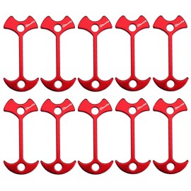 10pcs Fishbone Tent Stakes Pegs Lengthen Deck Nail Anchor Stopper Guyline Tensioner Camping Accessories(Red)