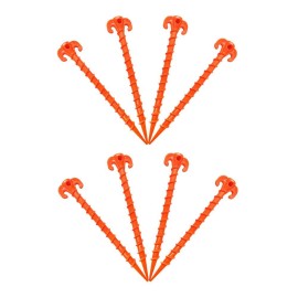 Beach Tent Stakes Canopy Anchors Canopy Stakes Heavy Duty Screw Shape 10 inch - 8 Pack Orange