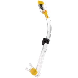 Cressi Adult Diving Dry Snorkel with Splash Guard and Top Valve Supernova Dry Snorkel (Clear Pastel Yellow)