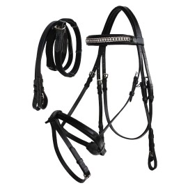 CHALLENGER Horse English Black All-Purpose Trail Pleasure Leather Bridle Reins 805EB07BK-F