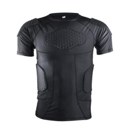 Men's Padded Compression Shirt - Protective Short Sleeve for Sports & Training - Adult Black