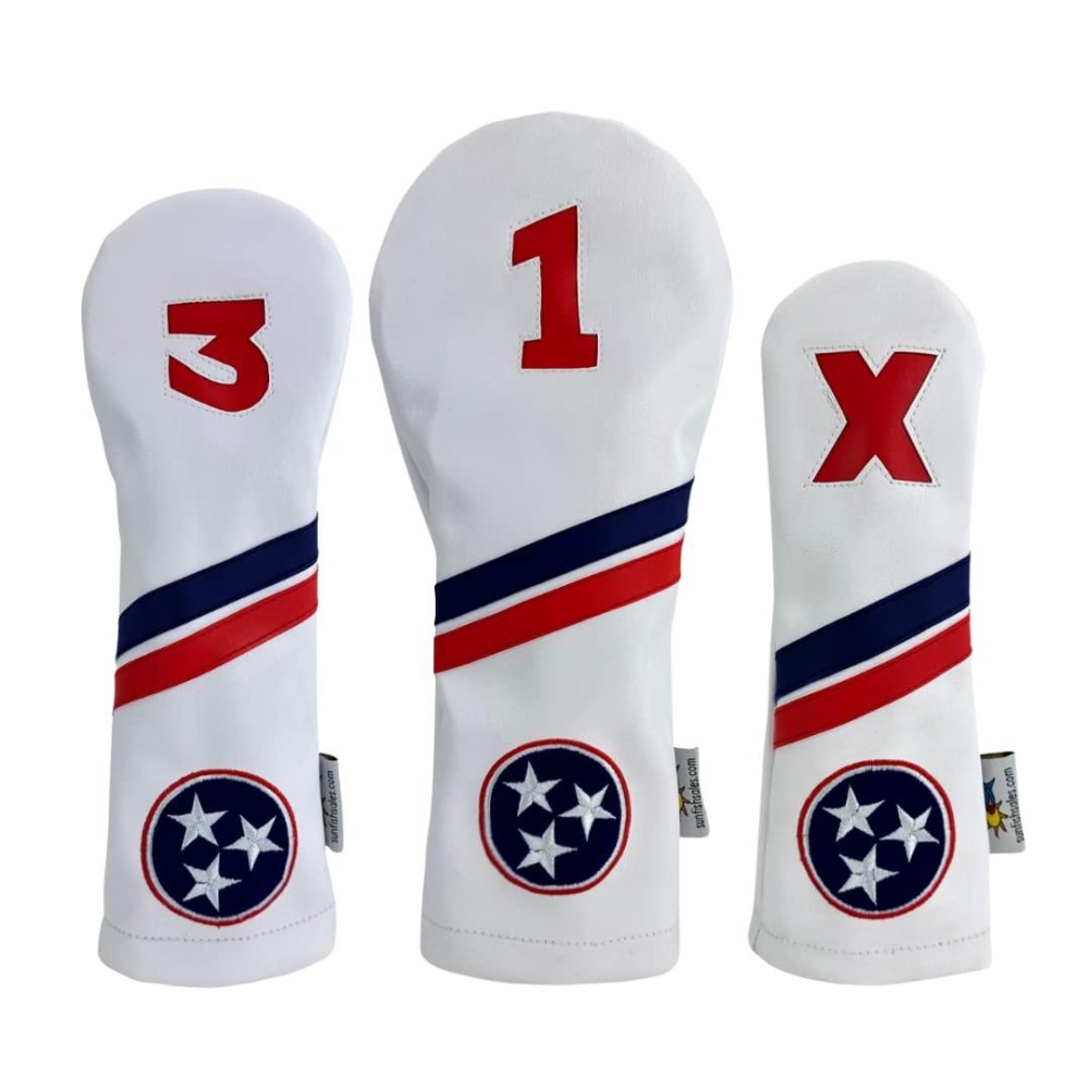 Tennessee State Flag Sunfish Leather Golf Headcover Set 1-3-X Driver Fairway Hybrid