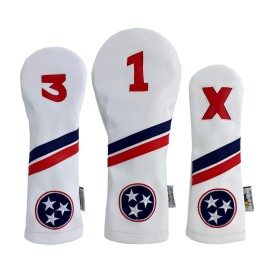 Tennessee State Flag Sunfish Leather Golf Headcover Set 1-3-X Driver Fairway Hybrid