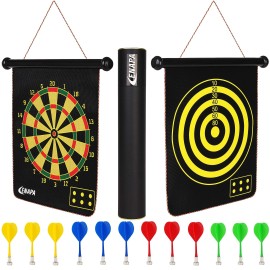 Magnetic Dart Board for Kids - Safe Magnetic Darts - Outdoor and Indoor Dart Board Game for Boys and Adults - Kids Dart Game - Double Sided Magnetic Dartboard - Game Set with 12 Safety Magnet Darts