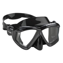 Cressi P-DS465050 Italian Designed Liberty Quattro Panoramic View Tempered Glass Lens Premium Scuba Snorkeling Mask, All Black Metallic
