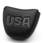USA Mallet Putter Cover Headcover Magnetic Golf Head Covers Headcovers Club Protective for Scotty Cameron Odyssey Stroke Lab Two Ball 2ball 2 Ball Black Thick Synthetic Leather