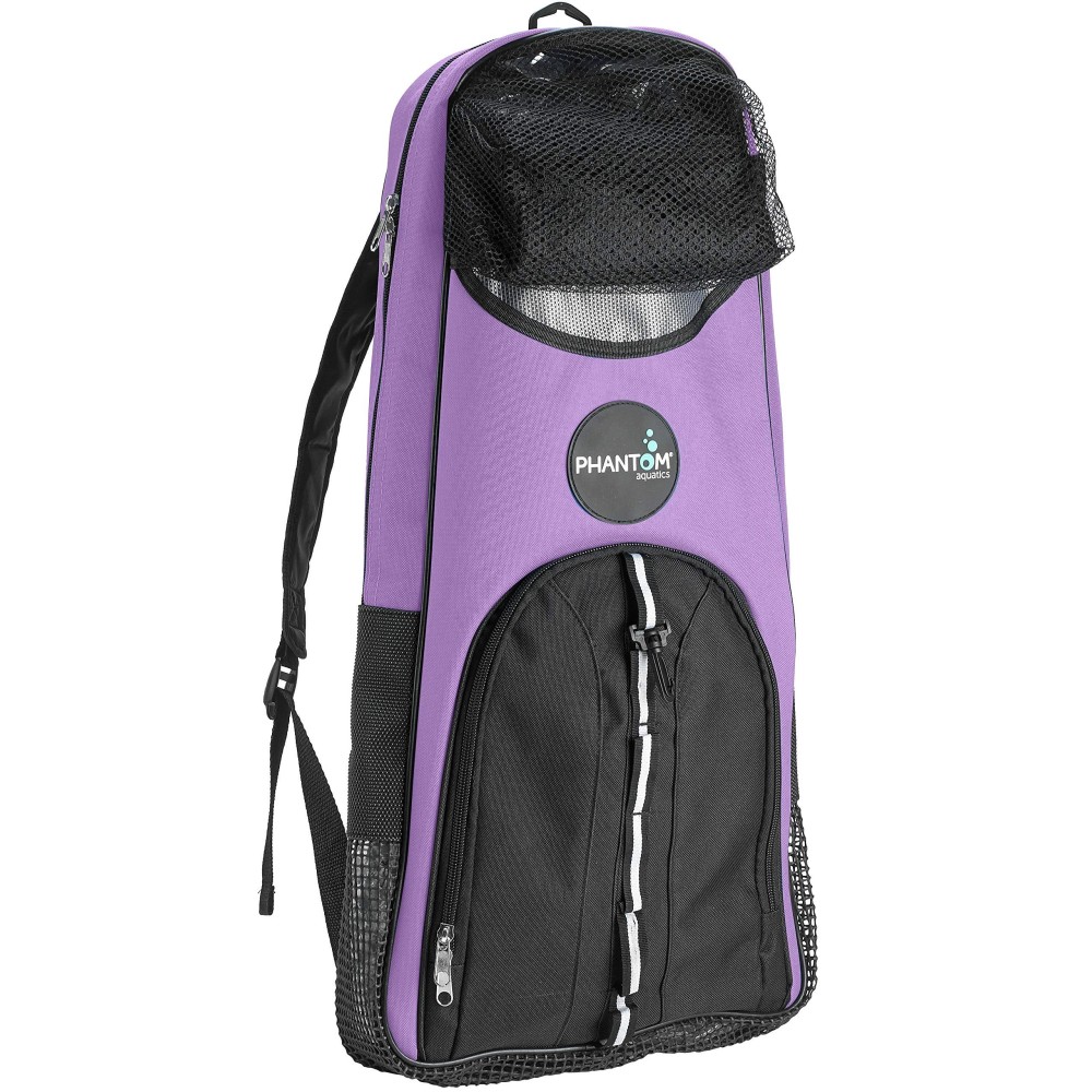 Phantom Aquatics Rapido Snorkeling Backpack with Shoulder Strap - Fits Snorkel Mask Fin Snore Set and More - Ideal Snorkel Travel Bag, Snorkeling Gear Equipment and Water Sports (One Size, Purple)