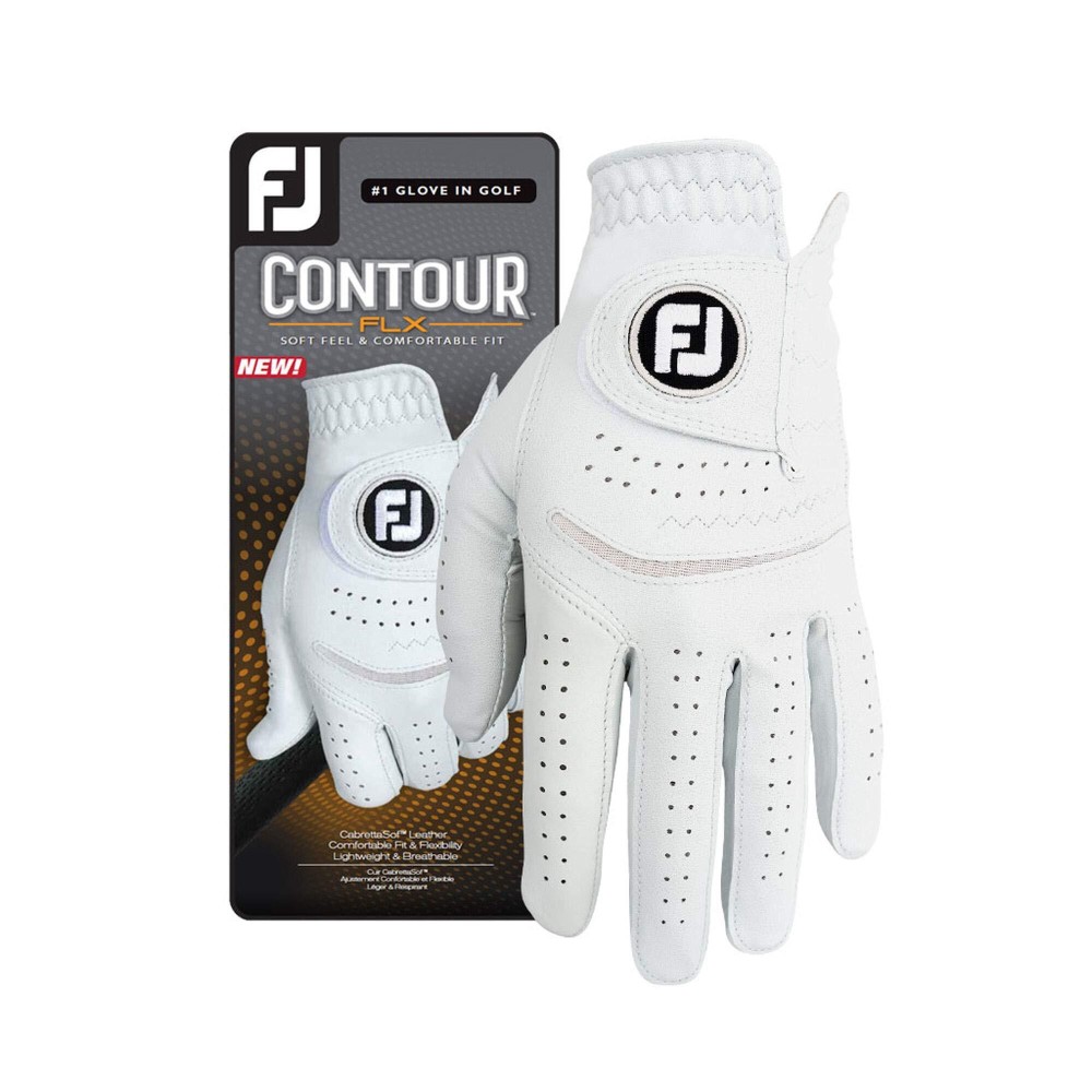 FootJoy Men's Contour FLX Golf Glove, Pearl, Large, Worn on Left Hand