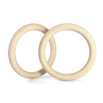 Double Circle 1.1 Inch Wood Gymnastics Rings for Bodyweight Training - Home Gym Workouts and Olympic Exercises - Slip Resistant Grip Strength - 28mm (Rings Only)