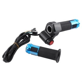 Keenso Bike Throttle Grip, 12-84V Electric Throttle Grips Handlebar Bicycle Scooter Twist Throttle Grips with LED Display Screen 4 Colors (Blue)