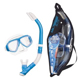 TUSA Sport Adult Splendive Mask and Snorkel Combo, Fishtail Blue (w/Reusable Bag), UC-7519P-FB