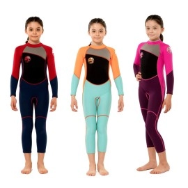 Kids Wetsuit for Girls Toddlers by Scubadonkey Wetsuit for Kids in 2.5mm Neoprene UPF 50+ Meets CPSC Safety Requirements (Pink/Purple, 12)