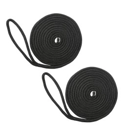 NovelBee 2 Pack of 5/8x 30 Double Braid Nylon Dockline,Mooring Rope Dock Line,Working Load Limit 1540 lbs,Breaking Strength 7,700 lbs (Black)