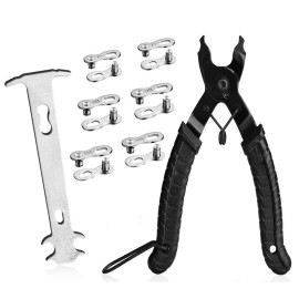 A AKRAF Bicycle Chain Repair Tool Kit with Bike Link Plier, Chain Wear Indicator Checker, 6 Pairs Bicycle Missing Links