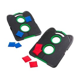 HearthSong Pick-Up-and-Go Portable Cornhole Game Set for Kids' Indoor and Outdoor Active Play, with Two Double-Holed Boards and Eight Cornhole Bags