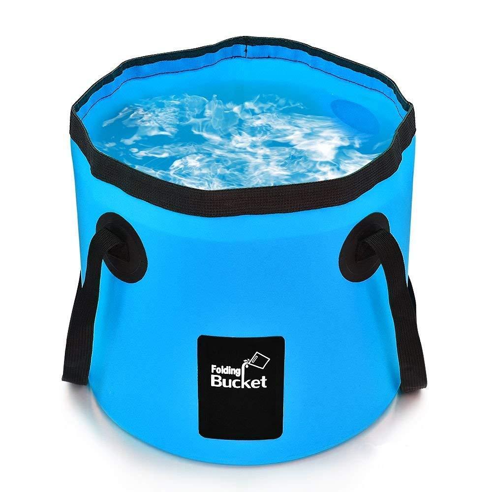 BANCHELLE Collapsible Bucket Camping Water Storage Container 20 L (5 Gallon) Portable Folding Foot Bath Tub Wash Basin for Traveling Hiking Fishing Boating Gardening (Blue)