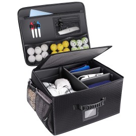 Champkey Golf Trunk Organizer Storage-Portable and Foldable Golf Travel Storage Locker Ideal for Travel Golf and Car Golf (Black)