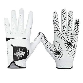 GOuft Premium Spider-Web Unisex Golf Gloves White Edition (Black/White, 24 (Left-Hand))