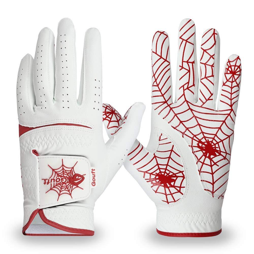 GOuft Premium Spider-Web Unisex Golf Gloves White Edition (Red/White, 20 (Left-Hand))