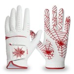 GOuft Premium Spider-Web Unisex Golf Gloves White Edition (Red/White, 20 (Left-Hand))