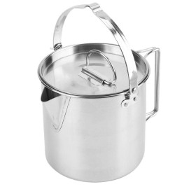 Pasamer 1.2L Camping Tea Kettle, Outdoors Camping Pot Portable Folding Hiking Pot Stainless Steel Kettle Cookware Coffee Tea Picnic Camping Pot with Lids for Hiking Backpacking Picnic, Silver