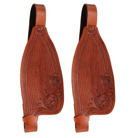 CHALLENGER Horse Western Hand Tooled Leather Replacement Plain Saddle Fenders Dark Tan 5205