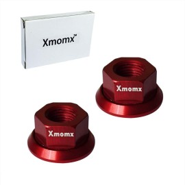Xmomx Red 2 x M10 Bike Wheel Hub Axle Nuts 7075 Aluminum Bicycle Chromed Skewer Bolt Screw Nut Road MTB Replacement