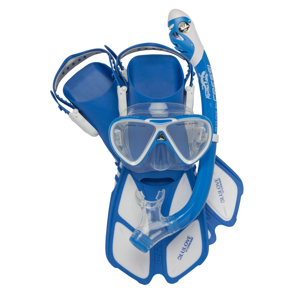 Cressi Mini Bonete Pro Dry Set, Blue/White, S/M