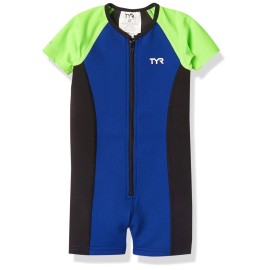 TYR Boy's Solid Thermal Suit, Royal/Lime/Black, 910