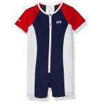 TYR Boy's Solid Thermal Suit, Navy/RED/White, 5T