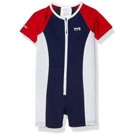 TYR Boy's Solid Thermal Suit, Navy/RED/White, 5T