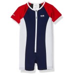 TYR Boy's Solid Thermal Suit, Navy/RED/White, 7/8